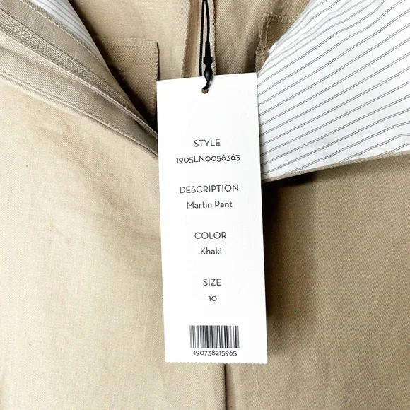 Veronica Beard Martin Cropped Linen Blend Trousers Khaki NWT Size 10 - Picture 4 of 7